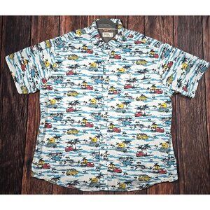 Free Plant Vintage Cars Bowling Shirt Hawaiian Resort Vaca Wear VW Van Men's 3X